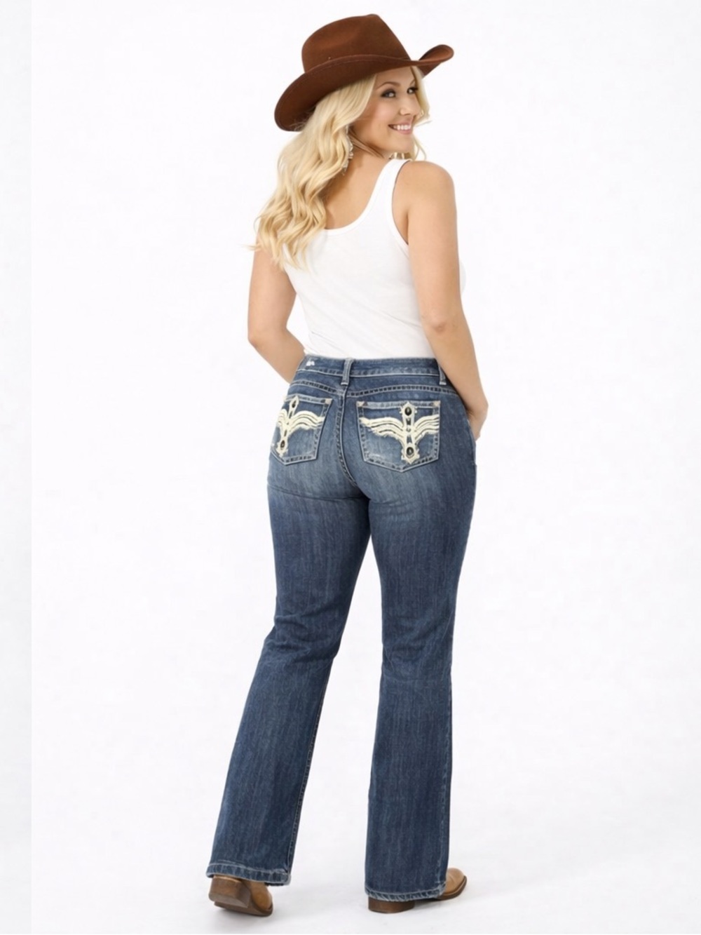Women’s Boot Cut Jeans in Indigo Blue - Picture 2 of 8